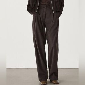 Massimo Dutti Dark Brown Wide Leg Pants